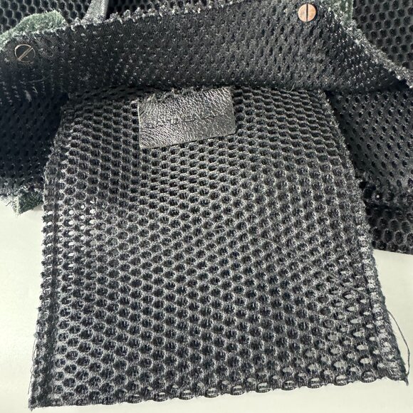 David Galan Black Mesh Material with Black Leather Straps Large Tote Bag - Picture 8 of 10